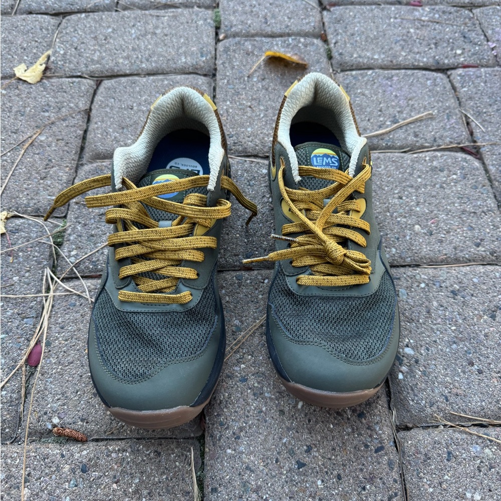 Lems Men's Olive and Mustard Sneakers Size 12.5